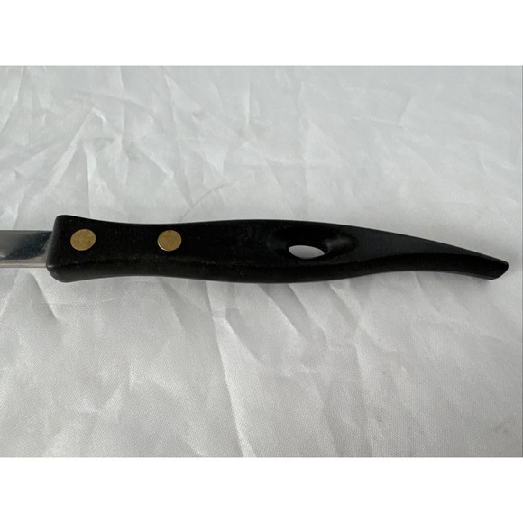 Vintage Stanley Serving Spoon Stainless 12" Oval Basting Black Handle Curved USA - Picture 2 of 5